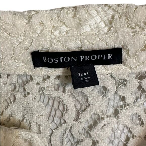 Boston Proper Velvet Lace Victoria Chic Drama Sleeve Button Up Shirt Size Large - Picture 14 of 16